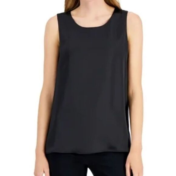 Lauren Sara Tops - Lauren Sara Classics Vintage Silk Black Round Neck Tank Top Size M
